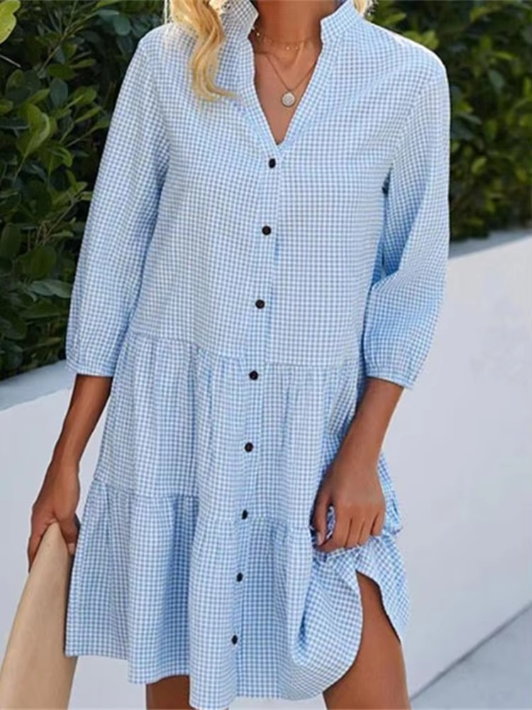 Maya Women's Plaid Shirt Dress - back view