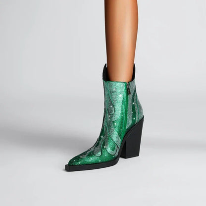 Thea Women's Block Heel Ankle Boots - shown in use