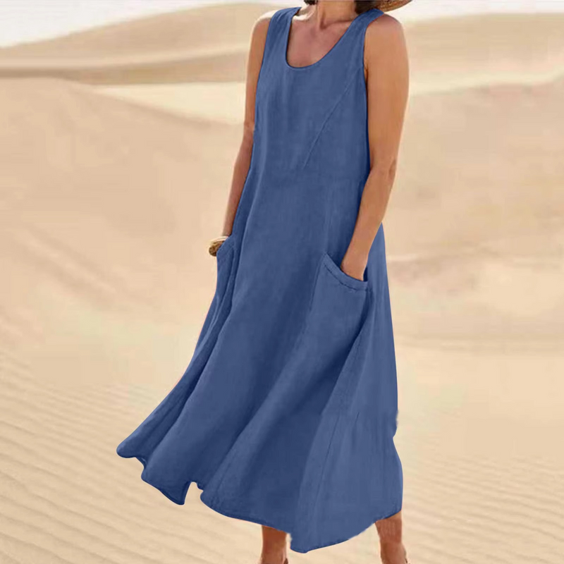 Romy Women's Linen Maxi Dress - full-length view
