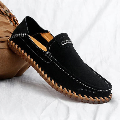 Rhys Men's Suede Loafers - fabric and finish detail