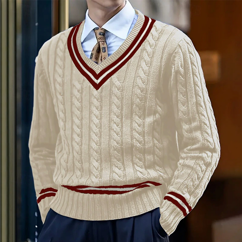 Hector Men's Cable Knit Sweater | V-neck