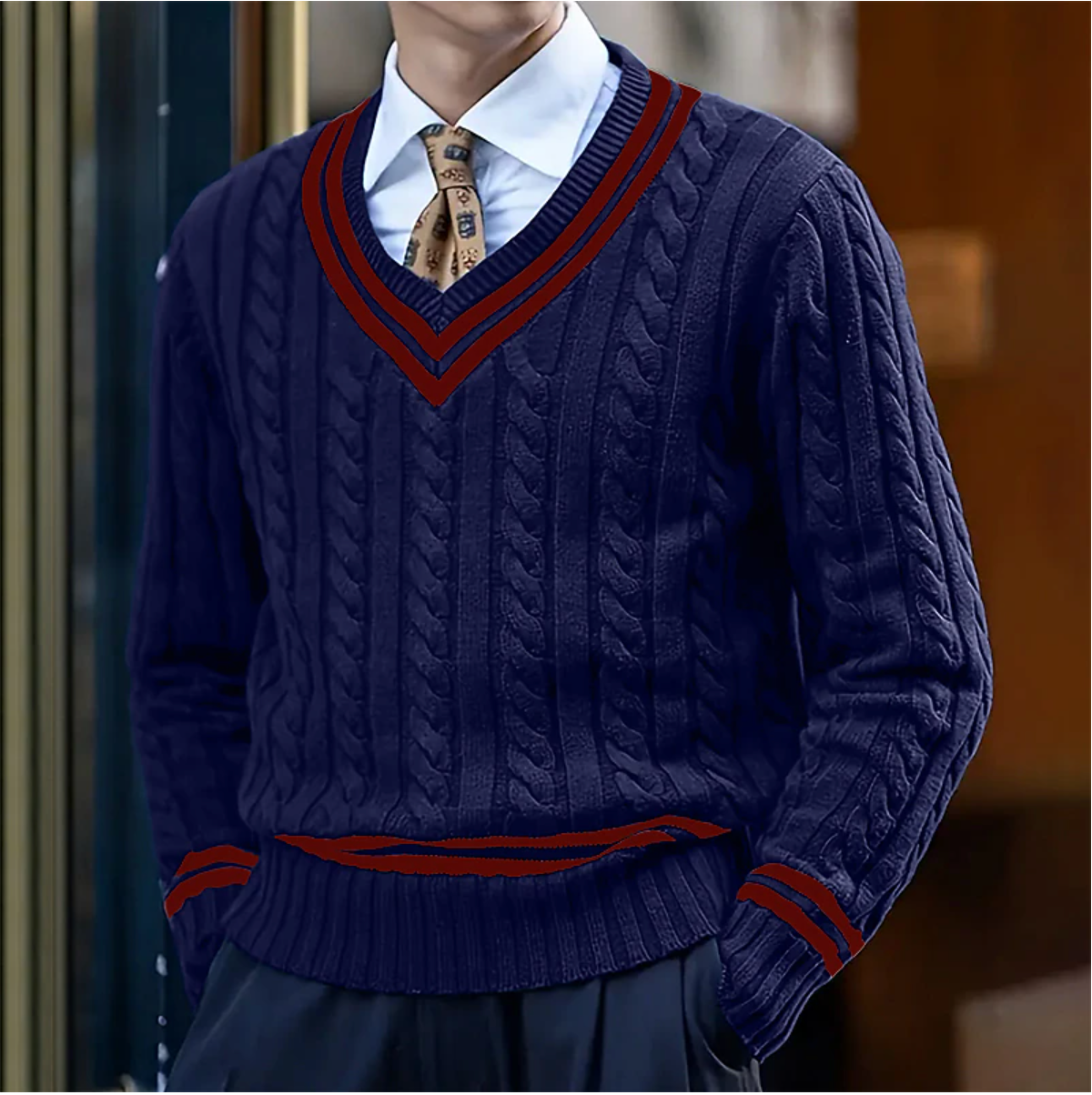 Hector Men's Cable Knit Sweater - back view