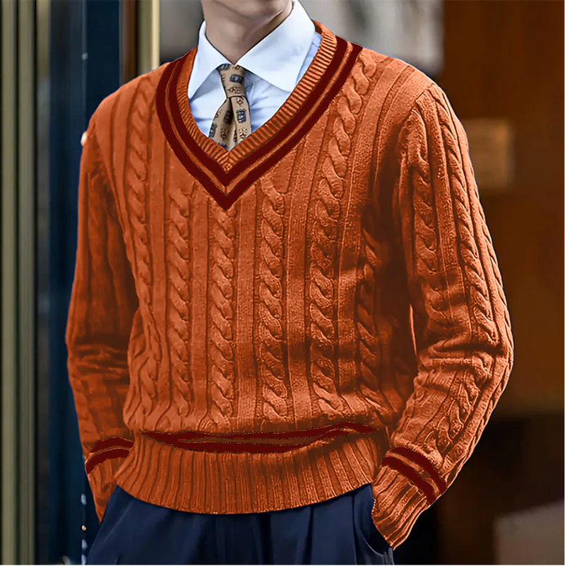 Hector Men's Cable Knit Sweater - fabric and finish detail