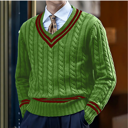 Hector Men's Cable Knit Sweater - styled view