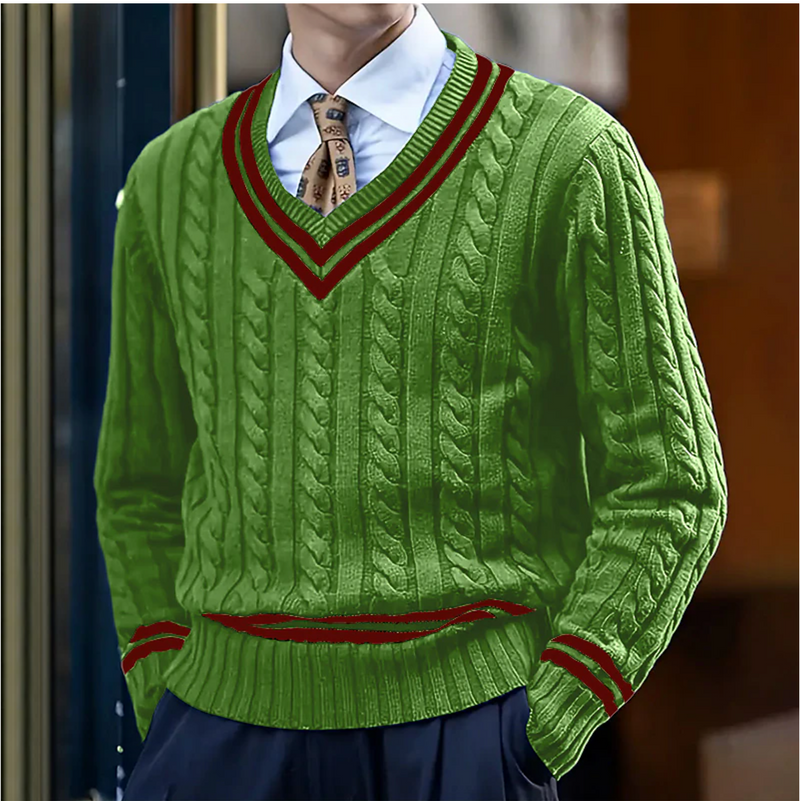 Hector Men's Cable Knit Sweater - styled view
