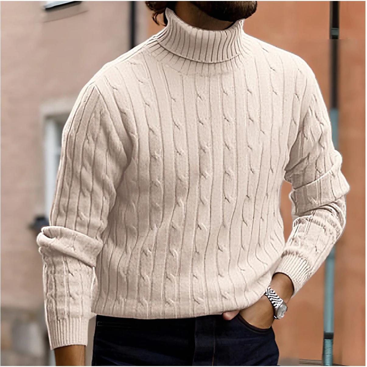 Jasper Men's Cable Knit Sweater - front view