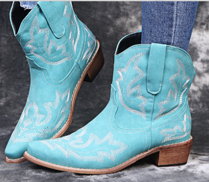 Greta Women's Block Heel Ankle Boots - fabric and finish detail