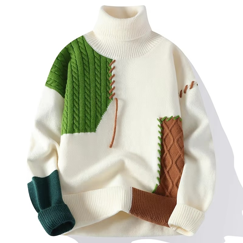 Hector Men's Sweater | Patchwork, Knit, Turtleneck