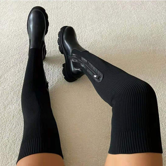 Sienna Women's Adjustable Knee-high Boots - front view