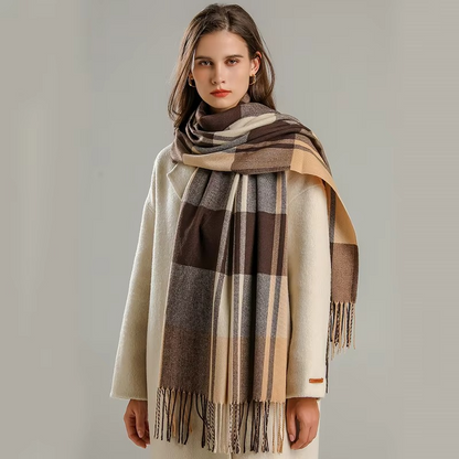 Tallulah Women's Plaid Scarf - styled view