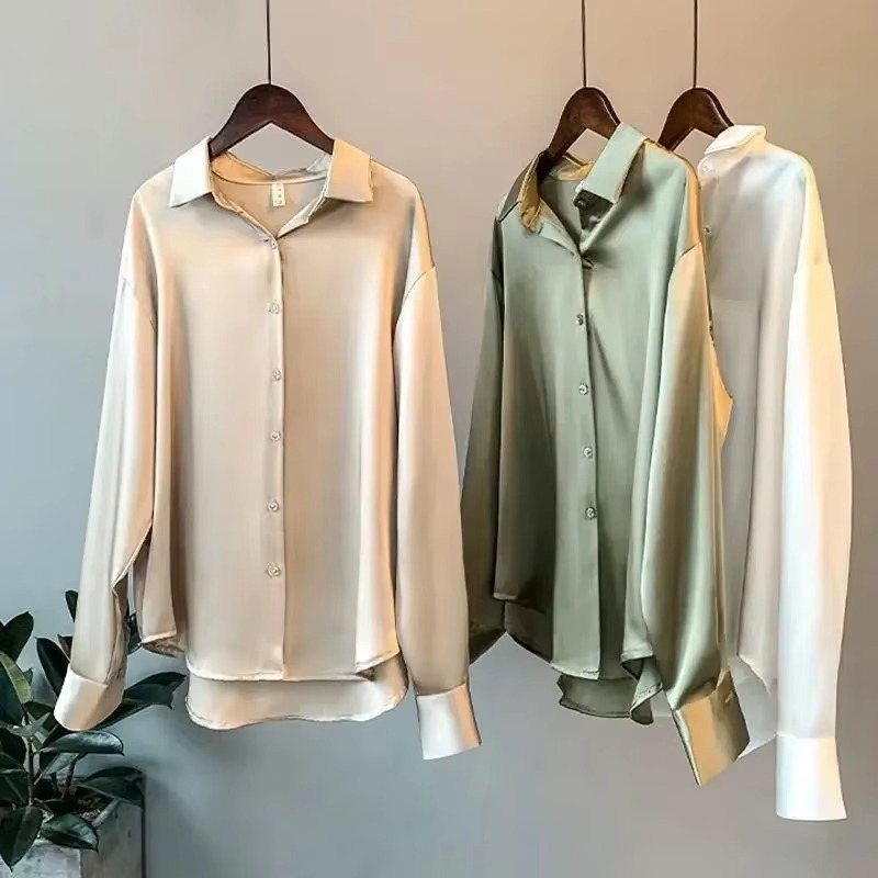 Nora Women's Satin Blouse - flat lay