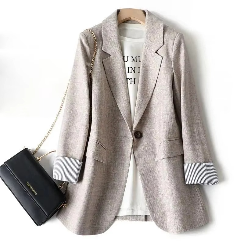 Nadia Women's Plaid Blazer - fabric and finish detail