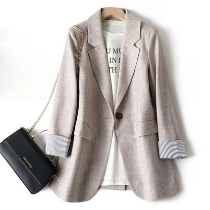 Nadia Women's Plaid Blazer - fabric and finish detail
