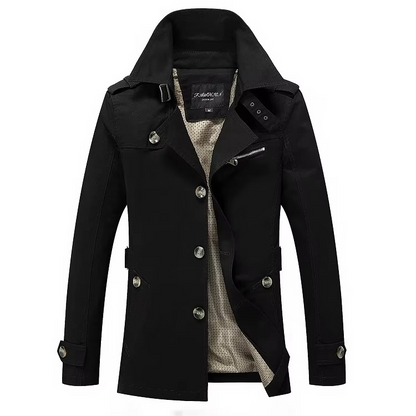 Ezra Men's Trench Coat - fabric and finish detail
