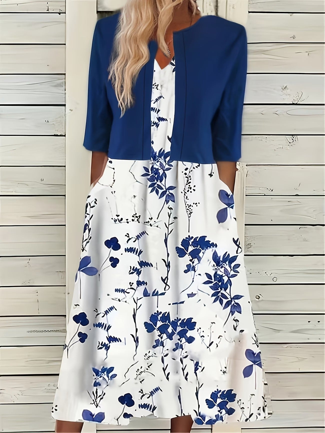 Greta Women's Floral Midi Dress - fabric and finish detail
