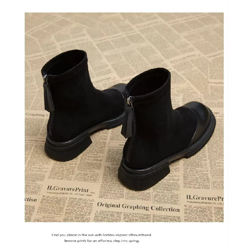 Thea Women's Chunky Heel Ankle Boots - fabric and finish detail