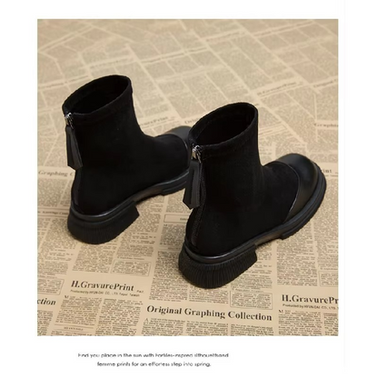 Thea Women's Chunky Heel Ankle Boots - fabric and finish detail