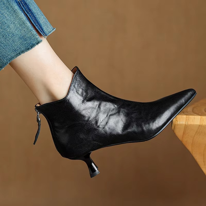 Hattie Women's Block Heel Ankle Boots - fabric and finish detail