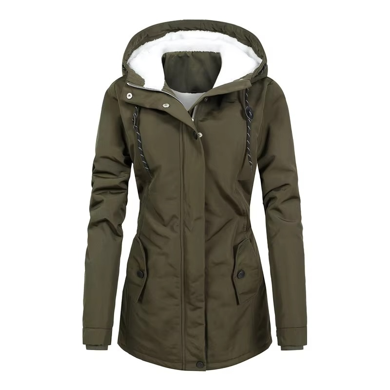Liana Women's Hooded Parka - fabric and finish detail