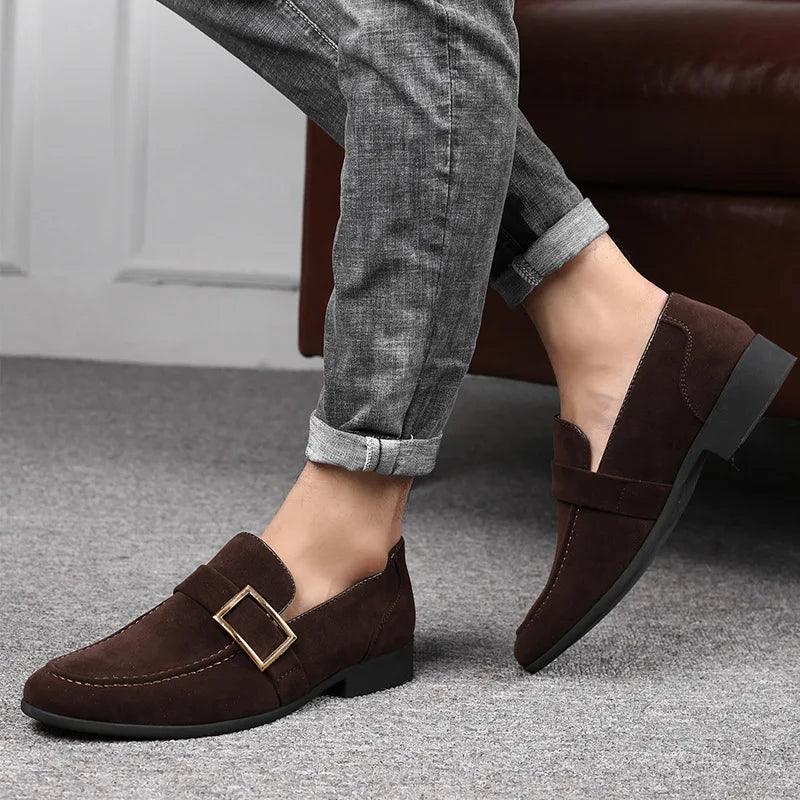 Tristan Men's Block Heel Loafers - fabric and finish detail