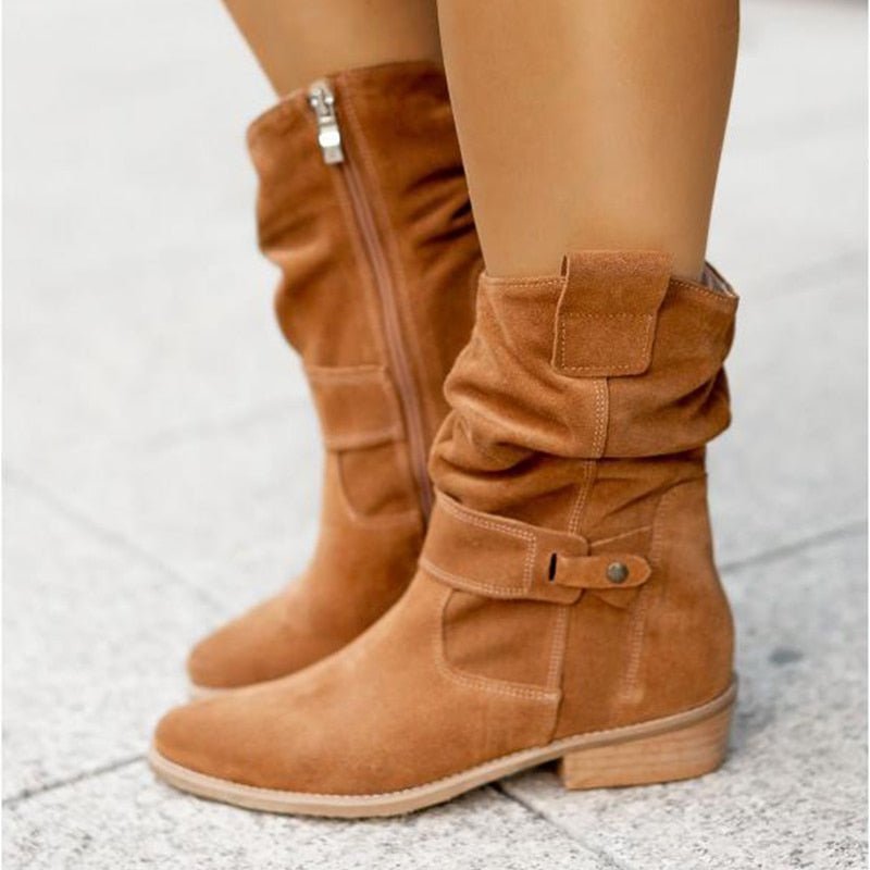 Kaia Women's Suede Ankle Boots - shown in use