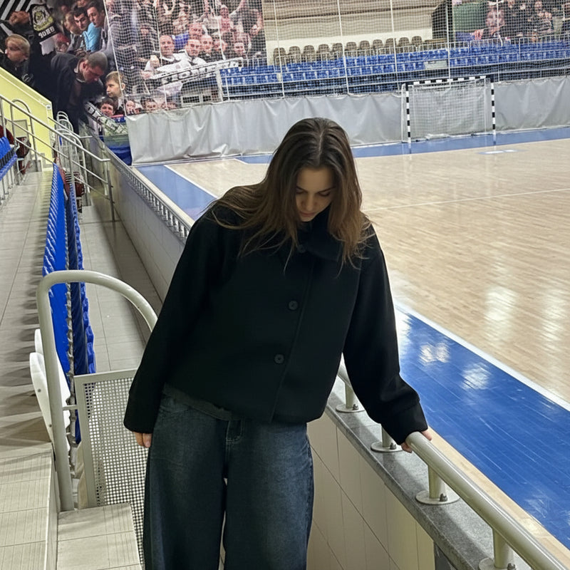 Sophie Women's Wool Coat | Classic Single Breasted, Vintage Turn-Down Collar