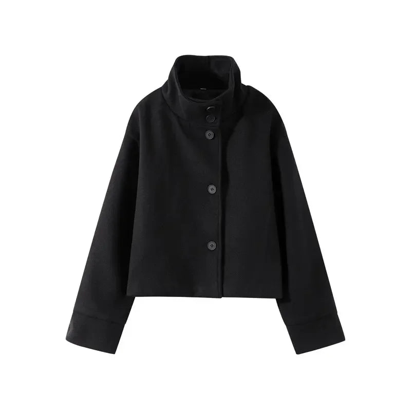 Sophie Women's Wool Coat | Classic Single Breasted, Vintage Turn-Down Collar 13