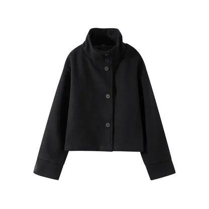 Sophie Women's Wool Coat | Classic Single Breasted, Vintage Turn-Down Collar 13