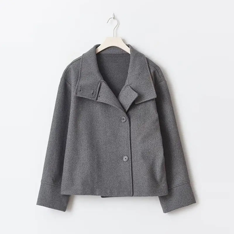 Sophie Women's Wool Coat | Classic Single Breasted, Vintage Turn-Down Collar 14