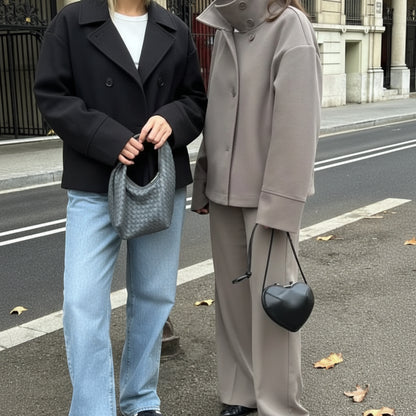 Sophie Women's Wool Coat | Classic Single Breasted, Vintage Turn-Down Collar 2