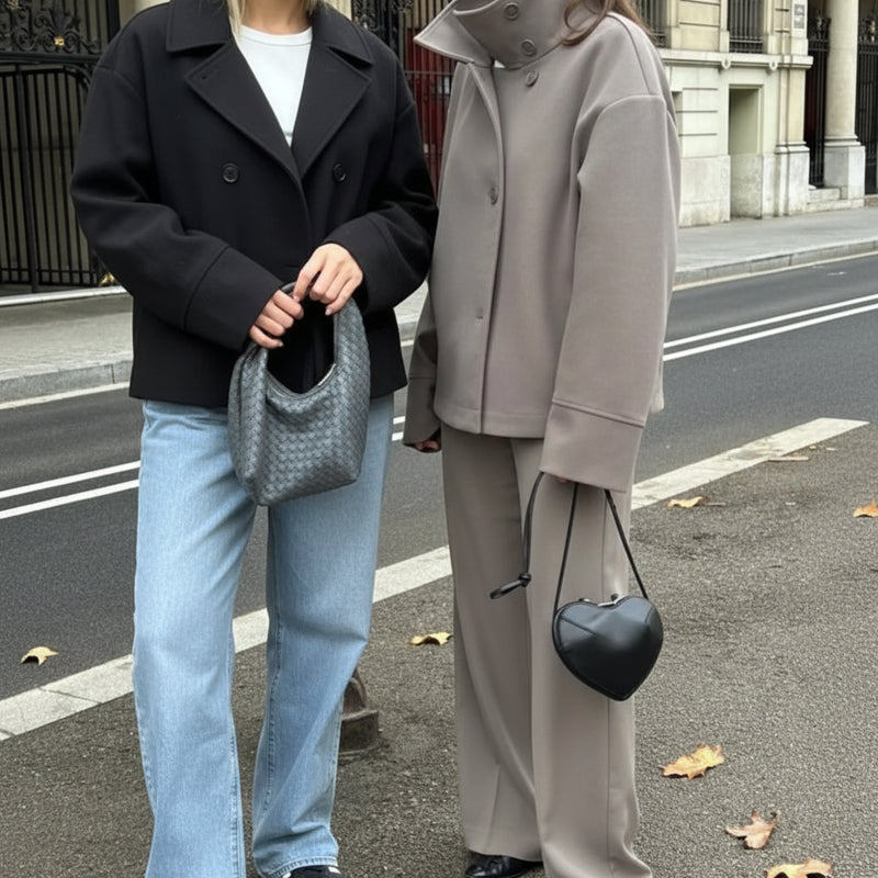 Sophie Women's Wool Coat | Classic Single Breasted, Vintage Turn-Down Collar 2