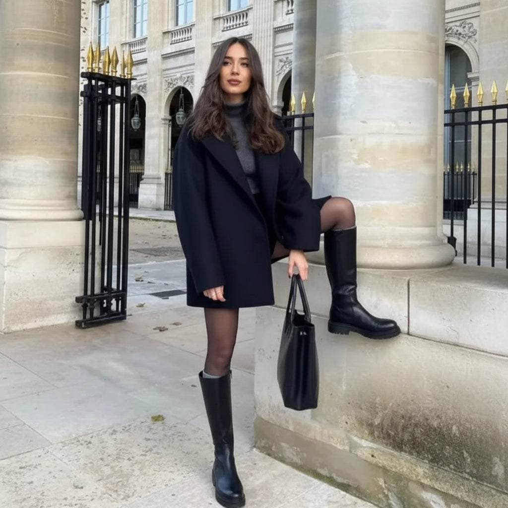 Sophie Women's Wool Coat | Classic Single Breasted, Vintage Turn-Down Collar 5