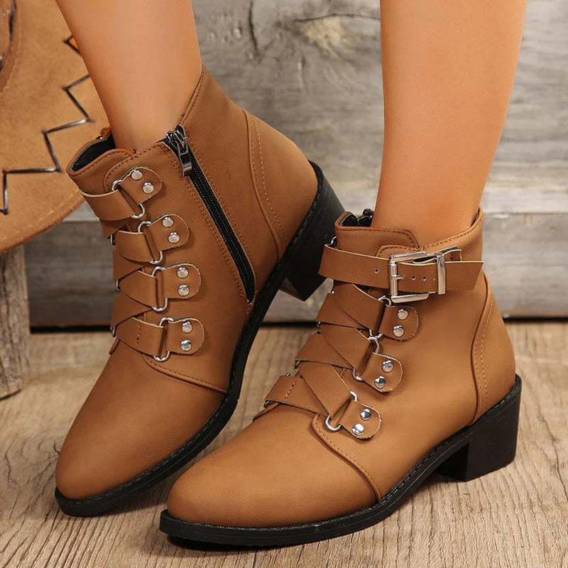 Nadia Women's Block Heel Ankle Boots - styled view