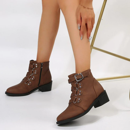 Nadia Women's Block Heel Ankle Boots - back view