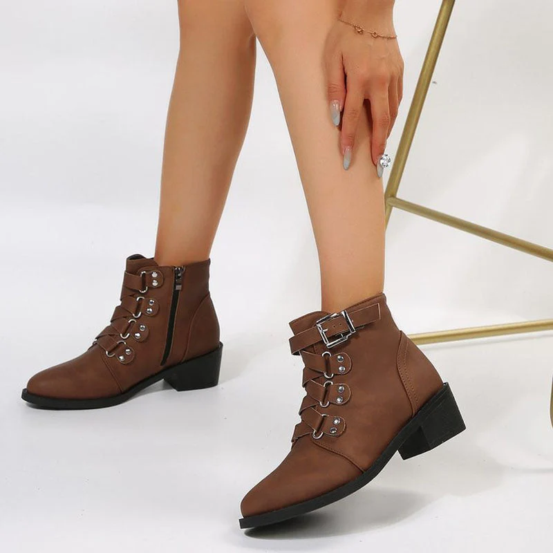 Nadia Women's Block Heel Ankle Boots - back view