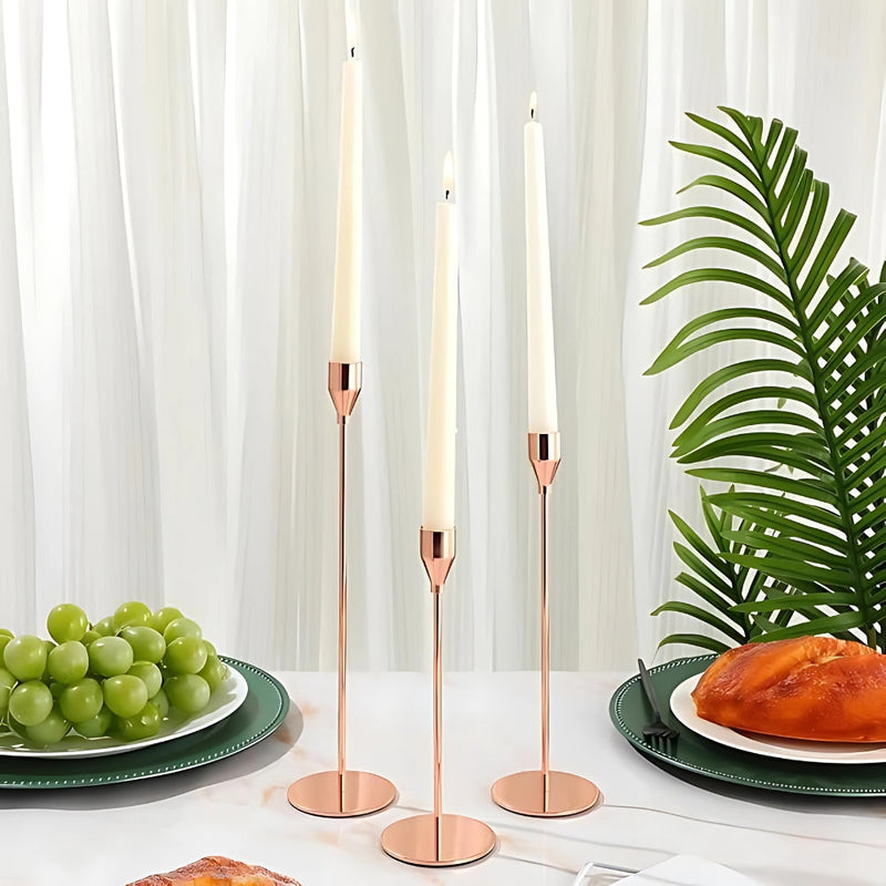 Tall Stainless Steel Candle Holders | Set of 3