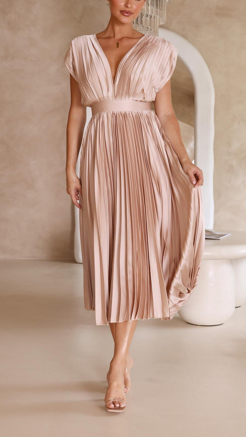 Colette Women's Pleated Maxi Dress - close-up detail