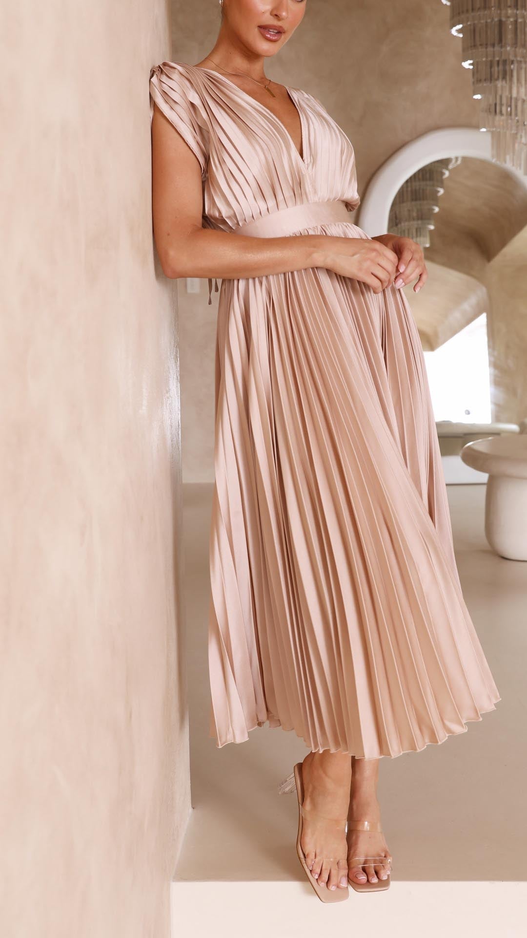 Colette Women's Pleated Maxi Dress - styled view