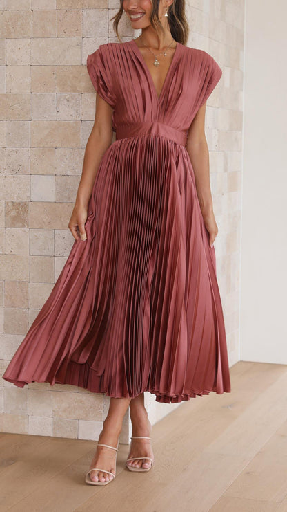 Colette Women's Pleated Maxi Dress - fabric and finish detail