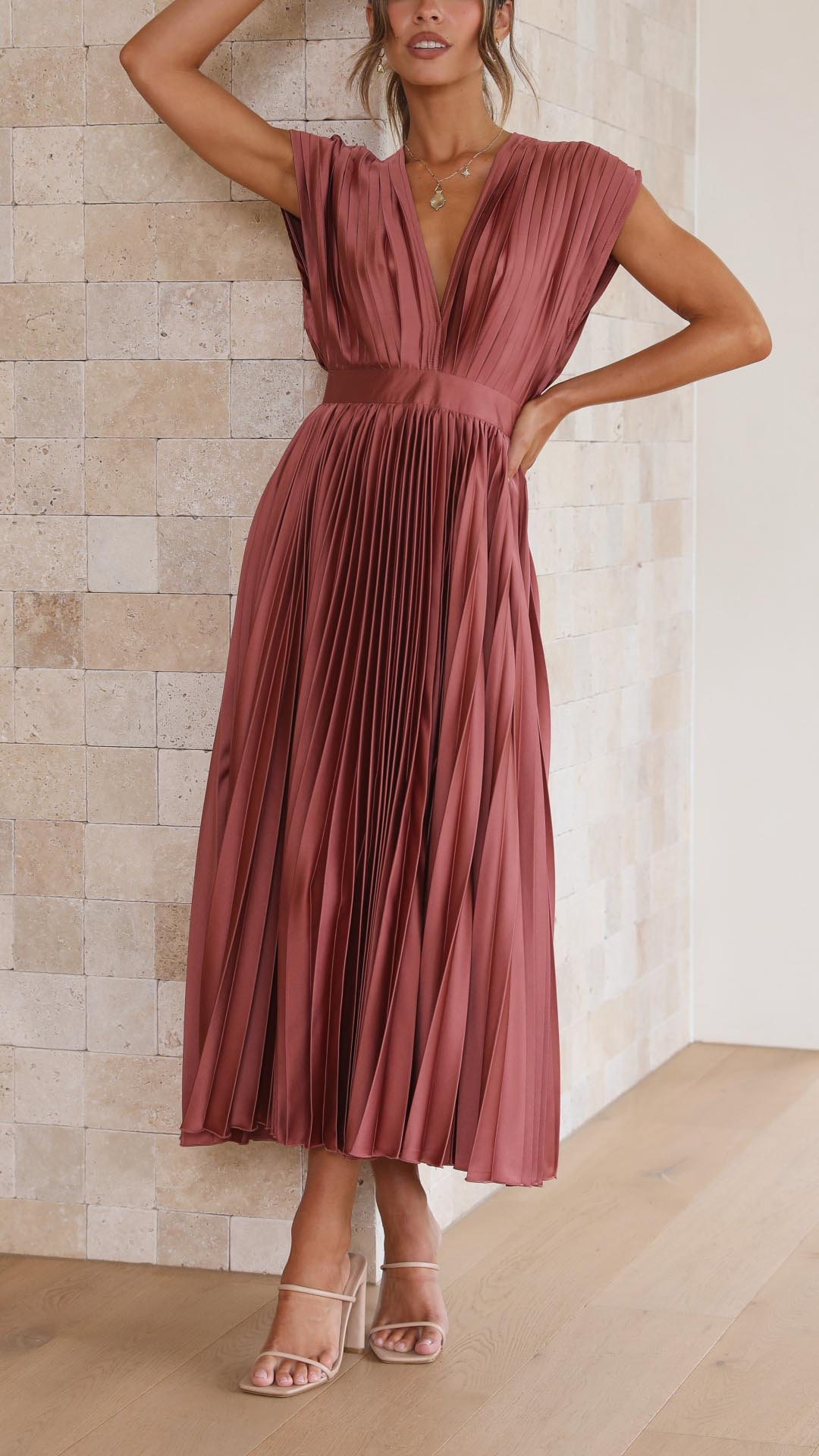 Colette Women's Pleated Maxi Dress - styled view