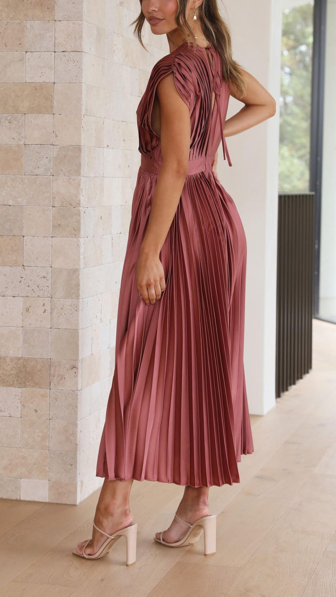 Colette Women's Pleated Maxi Dress - back view