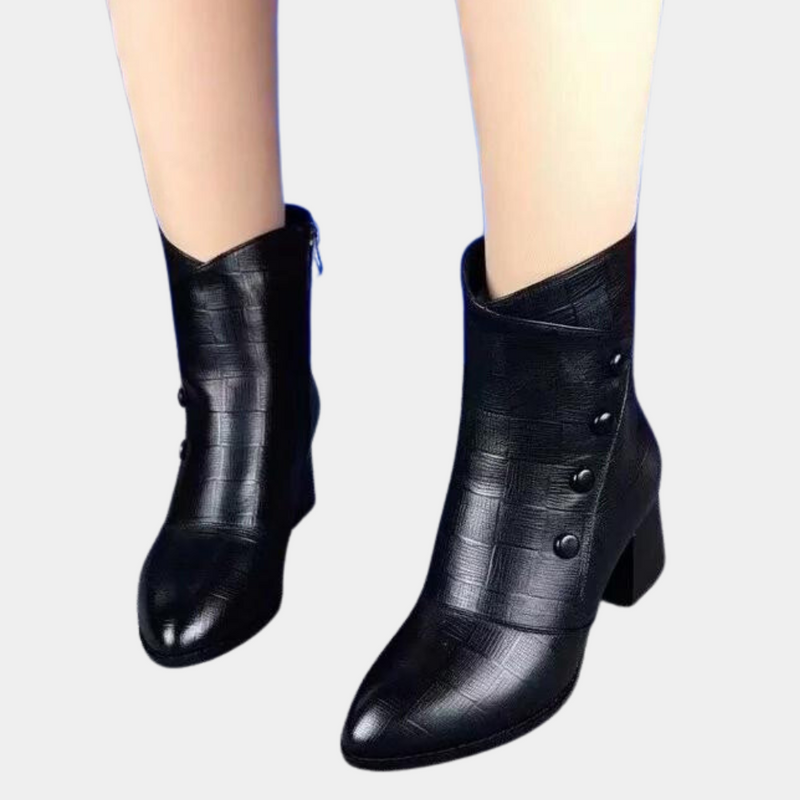 Quinn Women's Block Heel Ankle Boots - fabric and finish detail