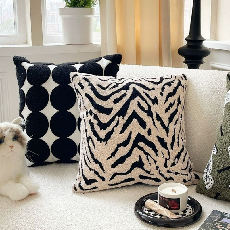 White Tiger Stripe Cushion Cover | Soft Cover, Living Room