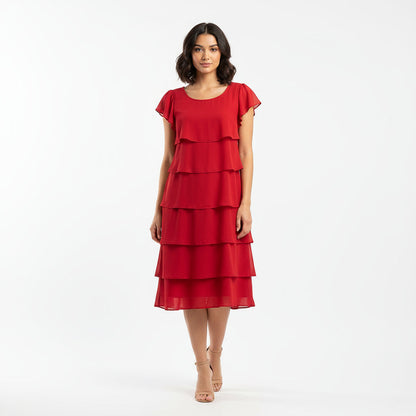 Robe cocktail pour femmes Lina | Manches volantées à étages, style léger d'été