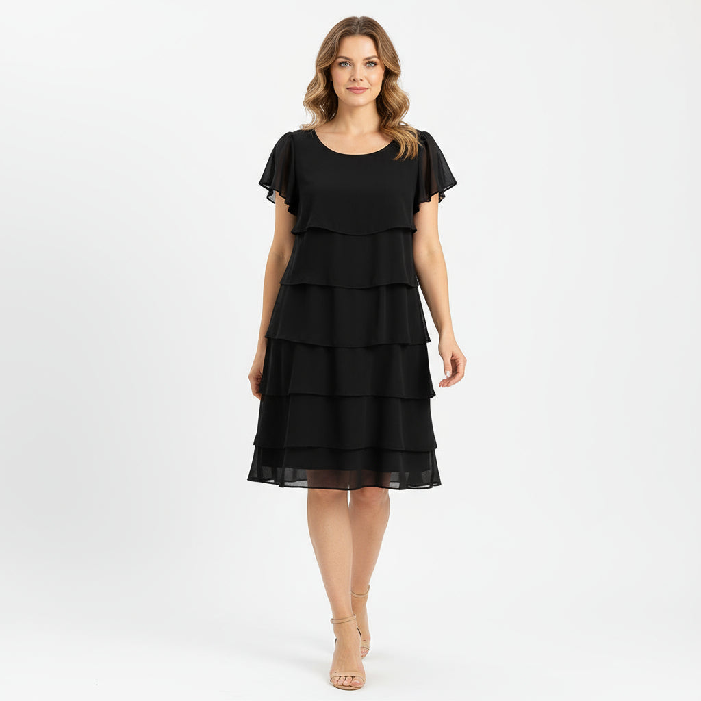 Robe cocktail pour femmes Lina | Manches volantées à étages, style léger d'été