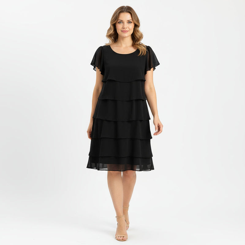 Robe cocktail pour femmes Lina | Manches volantées à étages, style léger d'été