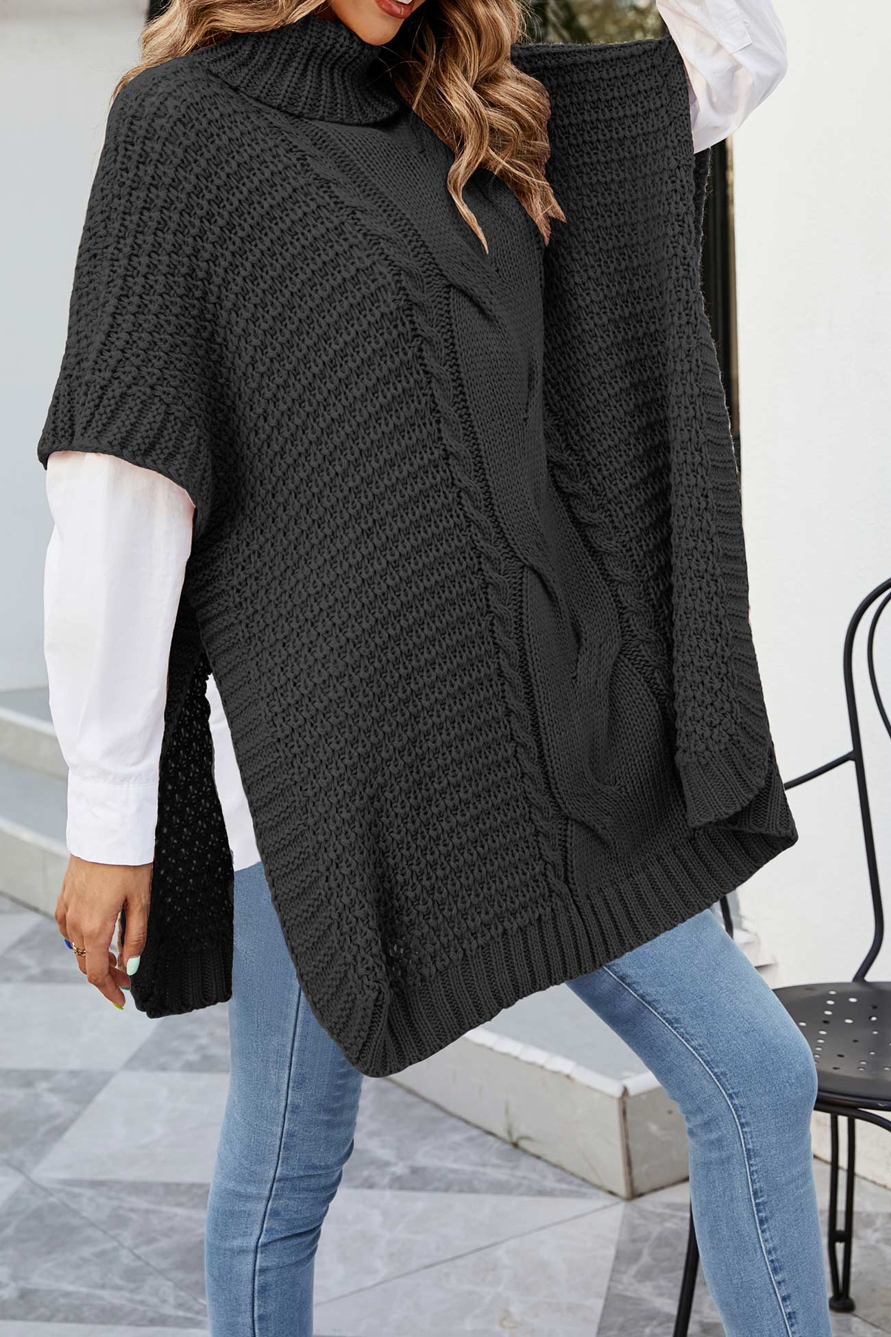 Alba Women's Cable Knit Sweater - styled view