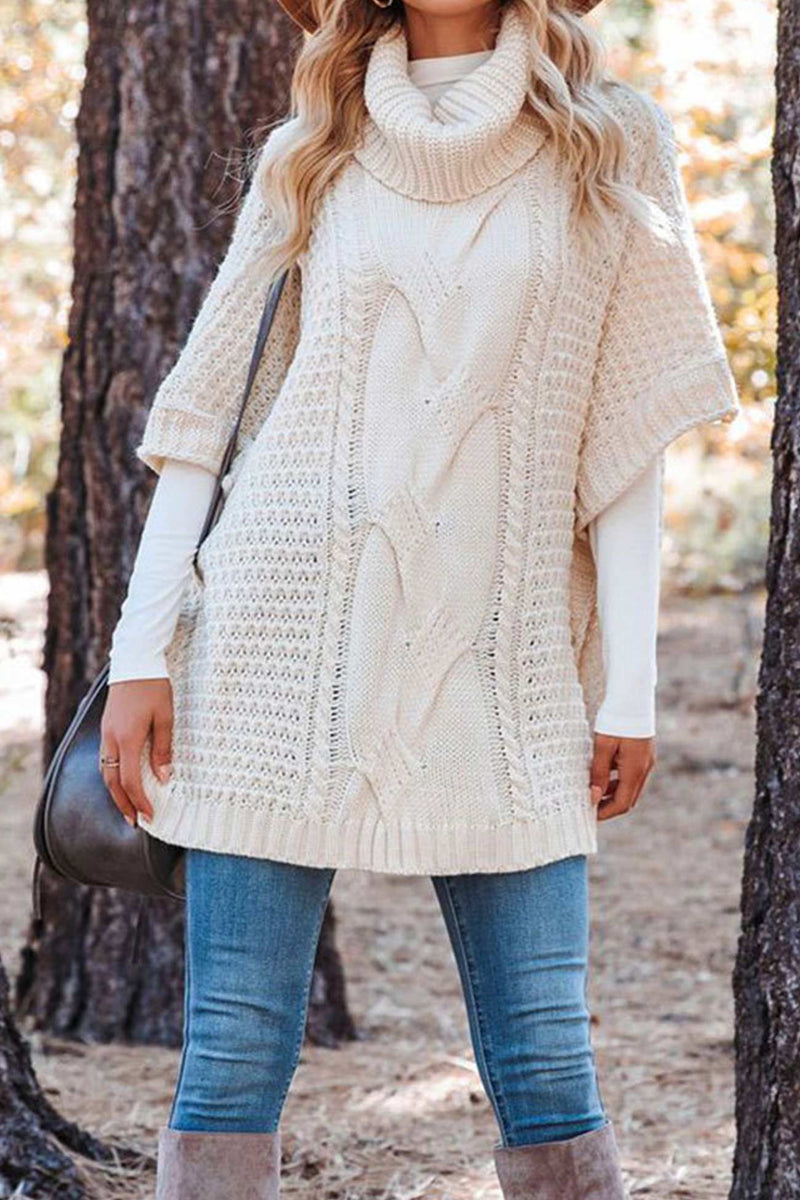 Alba Women's Cable Knit Sweater | Black, Beige