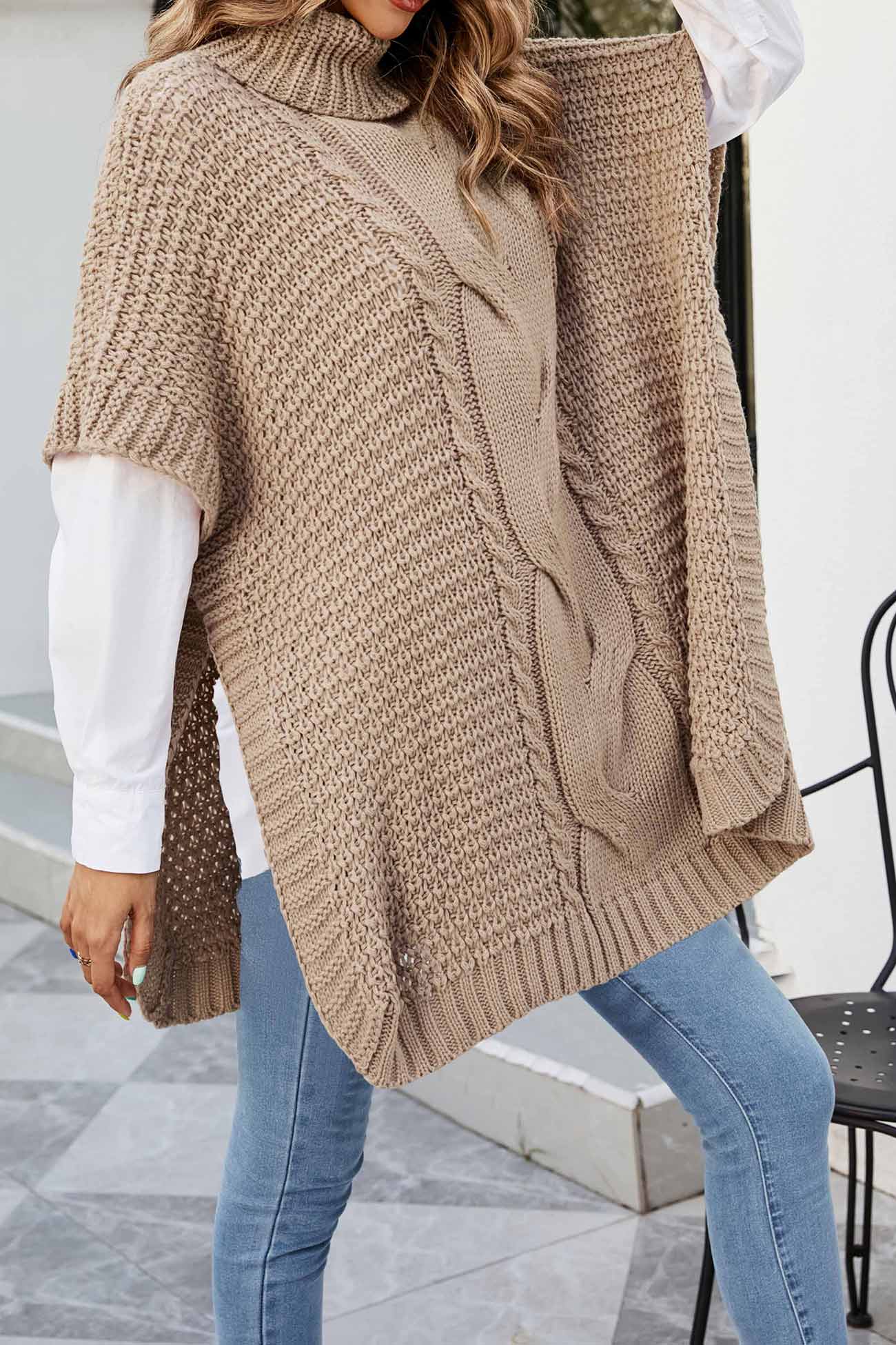 Alba Women's Cable Knit Sweater - flat lay