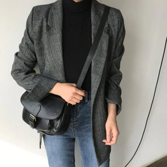 Wilda Women's Plaid Blazer - front view